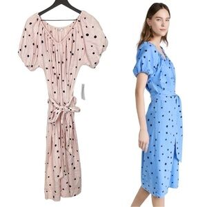 Stateside Linen Belted Dot Dress